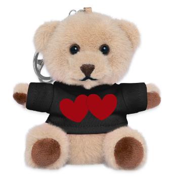 2 Red Hearts Heart Red Gift Valentine's Day - Teddy Keyring - black - Front