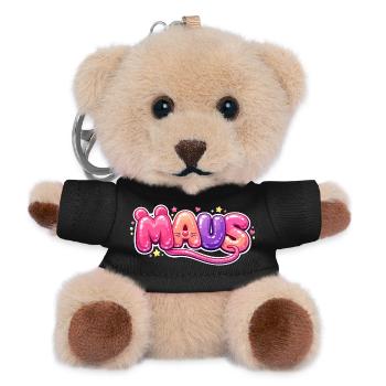 Karnevalsmaus Kostüm Lustig Karneval Köln Geschenk - Teddy Schlüsselanhänger - Schwarz - Vorne