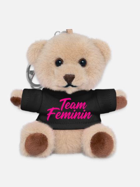 Team Feminin – Pink Girl Power Statement Design - Teddy Schlüsselanhänger - Schwarz