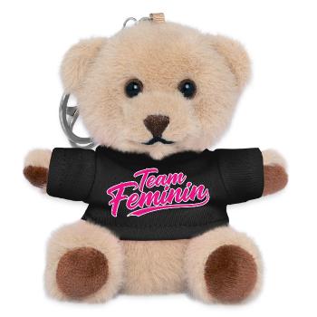 Team Feminin – Pink Girl Power Statement Design - Teddy Schlüsselanhänger - Schwarz - Vorne