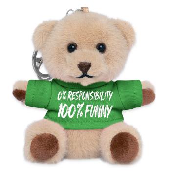 0% Responsibility 100% Funny - Teddy Keyring - green - Front