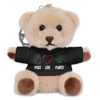 Amateur des plantes Paix Amour Plantes Fleurs succulentes - Porte-clés ourson - noir - Devant
