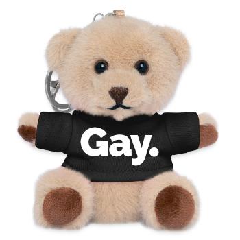 Gay. Pride Bold Typographic - Teddy Keyring - black - Front