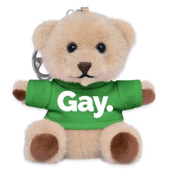 Schwul. Pride Bold Typographic - Teddy Schlüsselanhänger - Grün - Vorne