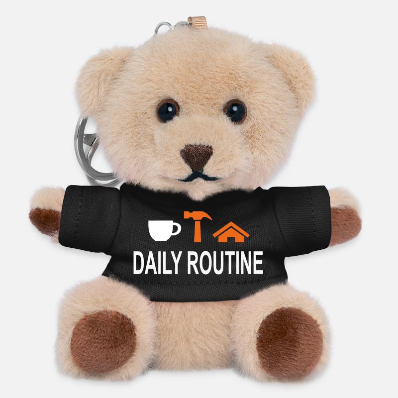 Routine quotidienne, routine quotidienne, le travail peut attendre - Porte-clés ourson - noir