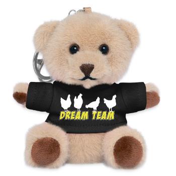 Hühner Fans -  Hahn - Gockel - Küken - Ei - Bio - Teddy Schlüsselanhänger - Schwarz - Vorne