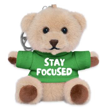 Stay focused - Teddy Keyring - green - Front