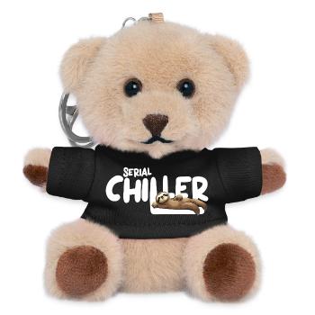 Faultier Serial Chiller – Lustiges Sloth Tee - Teddy Schlüsselanhänger - Schwarz - Vorne