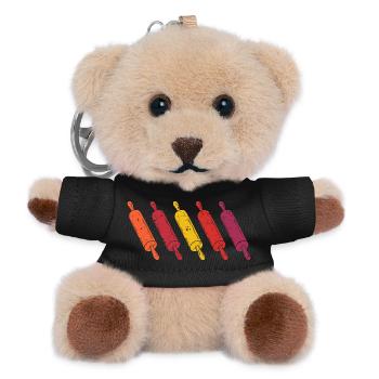 Nudelholz Retro Vintage Backen Bäcker Bäckerin - Teddy Schlüsselanhänger - Schwarz - Vorne