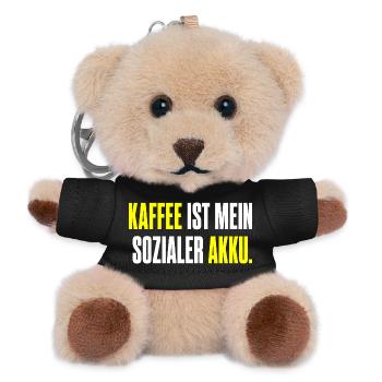 Kaffee ist mein sozialer Akku – Edition 2 - Teddy Schlüsselanhänger - Schwarz - Vorne