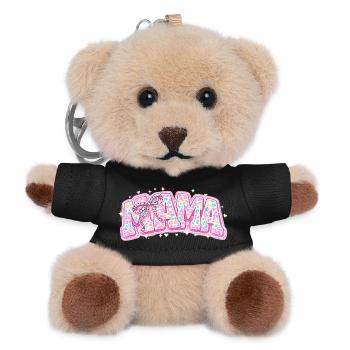 Mama Pastel Leopard – Groovy Varsity Style und Schleife - Teddy Schlüsselanhänger - Schwarz - Vorne