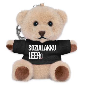 Sozialakku leer - Lustiger Spruch für Introverte - Teddy Schlüsselanhänger - Schwarz - Vorne