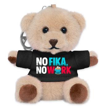 No Fika No Work - Swedish Coffee Break Typography - Teddy Keyring - black - Front
