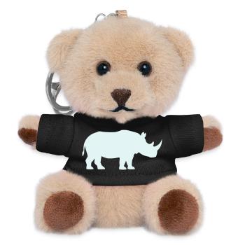 Pastel Rhino Silhouette - Teddy Keyring - black - Front