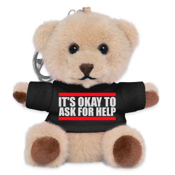 It's Okay To Ask For Help Help Questions Saying Logo - Teddy Keyring - black - Front