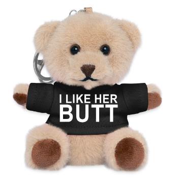 Ich mag ihr Hintern lustiges, sarkastisches Paargeschenk - Teddy Schlüsselanhänger - Schwarz - Vorne