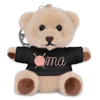 Oma Stricken - Wollknäuel & Stricknadeln - Teddy Schlüsselanhänger - Schwarz - Vorne