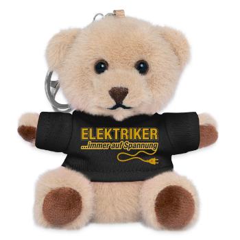 Elektriker ...immer auf Spannung – Spruch | Gelb - Teddy Schlüsselanhänger - Schwarz - Vorne