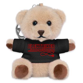 Elektriker ...immer auf Spannung – Spruch | Rot - Teddy Schlüsselanhänger - Schwarz - Vorne