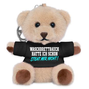 Waschbrettbauch Hatte Ich Schon Spruch - Teddy Schlüsselanhänger - Schwarz - Vorne