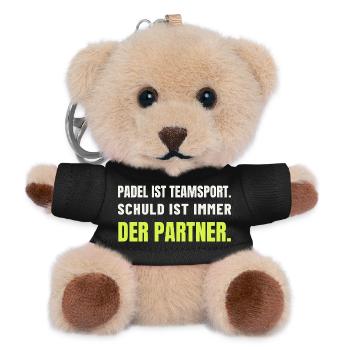 Padel Teamsport – Schuld ist der Partner - Teddy Schlüsselanhänger - Schwarz - Vorne