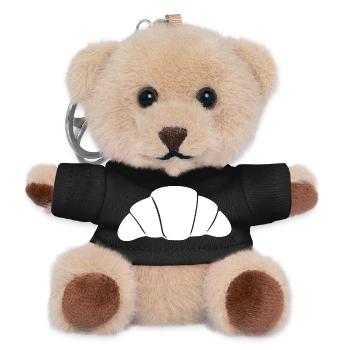 Croissant Geschenk Bäcker Bäckerei - Teddy Schlüsselanhänger - Schwarz - Vorne