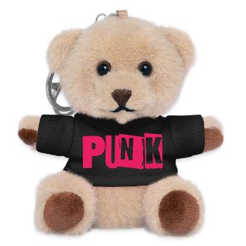 Punk Glitch Typo Neon - Teddy Keyring - black - Front