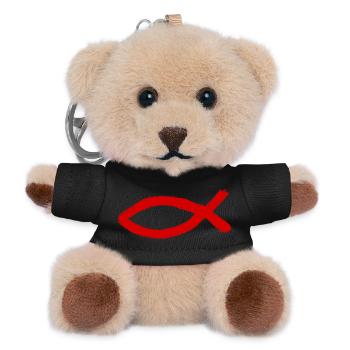 Jesus fish Ichthys fish fish - Teddy Keyring - black - Front
