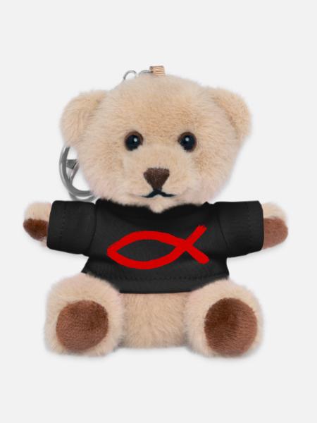 Jesusfisch rot Ichthys Jesus Fisch Geschenk - Teddy Schlüsselanhänger - Schwarz