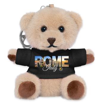 Rome Italy Skyline Sunburst Artwork - Teddy Keyring - black - Front