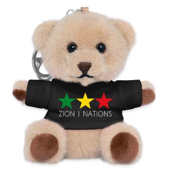 ZION I NATION - Reggae Rasta Roots Stars - Teddy Schlüsselanhänger - Schwarz - Vorne