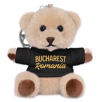Bucharest Retro Lettering - Teddy Keyring - black - Front
