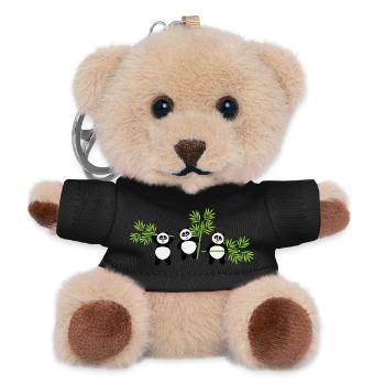 Kawaii Panda mit Bambus – Spaßiges und zartes Muster - Teddy Schlüsselanhänger - Schwarz - Vorne