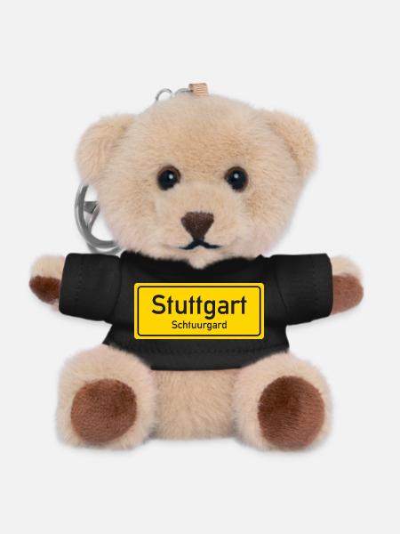 Ortsschild Stuttgart Deutschland - Teddy Schlüsselanhänger - Schwarz