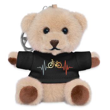 Vintage Mountain Biking Heart Palpitations - Teddy Keyring - black - Front