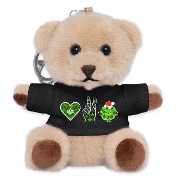 Love, Peace and Happiness / Merry Christmas - Teddy Schlüsselanhänger - Schwarz - Vorne