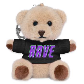 Retro 80's 90's Rave Lettering - Teddy Keyring - black - Front
