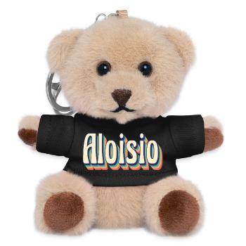 Vintage Retro Aloisio T-Shirt Gift T-Shirt - Teddy Keyring - black - Front