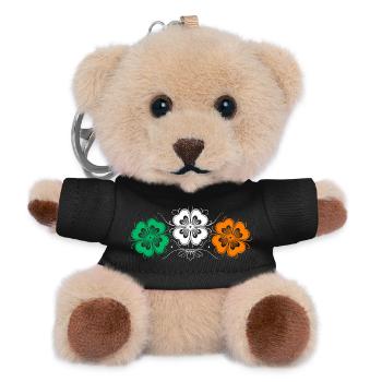 Trois trèfles de la Saint-Patrick aux couleurs irlandaises - Porte-clés ourson - noir - Devant