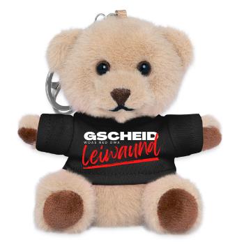 gscheid woas ned owa leiwaund, lustiger Dialekt - Teddy Schlüsselanhänger - Schwarz - Vorne