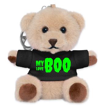 Bold Green 'My Love' Birthday Text Design - Teddy Keyring - black - Front