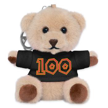 100. 100 YEARS. 100th ANNIVERSARY. BIRTHDAY 100 - Teddy Keyring - black - Front