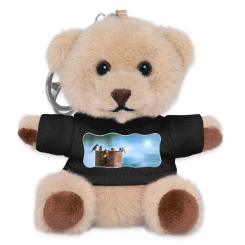 Photo design sparrows meeting curved outlined - Teddy Keyring - black - Front