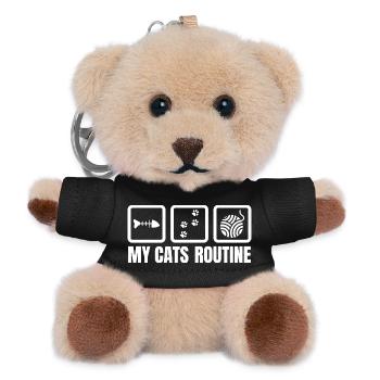 My cat's routine - Teddy Keyring - black - Front