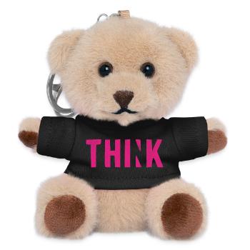 THINK Pink | Cooles Streetwear-Typo-Design - Teddy Schlüsselanhänger - Schwarz - Vorne