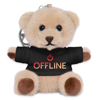 offline lettering - red off button - Teddy Keyring - black - Front