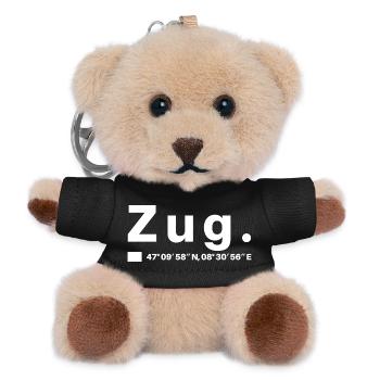 Zug Koordinaten Schweiz Zuger Zugerin - Teddy Schlüsselanhänger - Schwarz - Vorne