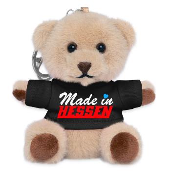 Made in Hessen Logo mit Herz - Teddy Schlüsselanhänger - Schwarz - Vorne
