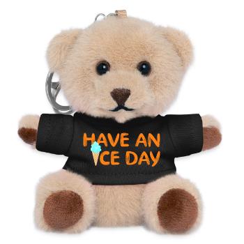 Have a nice Day Eis coole Sprüche Waffel Eiscreme - Teddy Schlüsselanhänger - Schwarz - Vorne