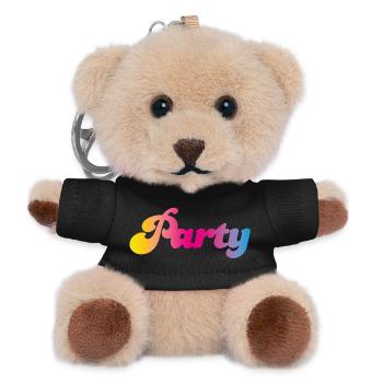 Party Verlauf feiern Mallorca farbenfroh Farbe Fun - Teddy Schlüsselanhänger - Schwarz - Vorne